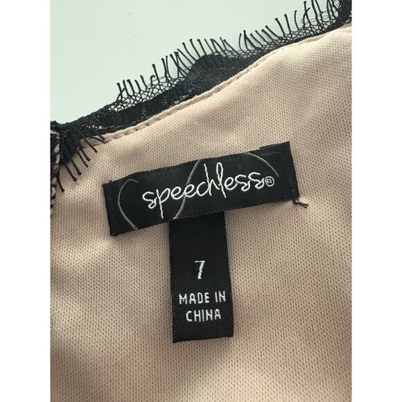 Vtg Mesh Speechless Dress Size 7 Black Lace Y2K Babydoll Fairy Whimsigoth - Picture 7 of 16